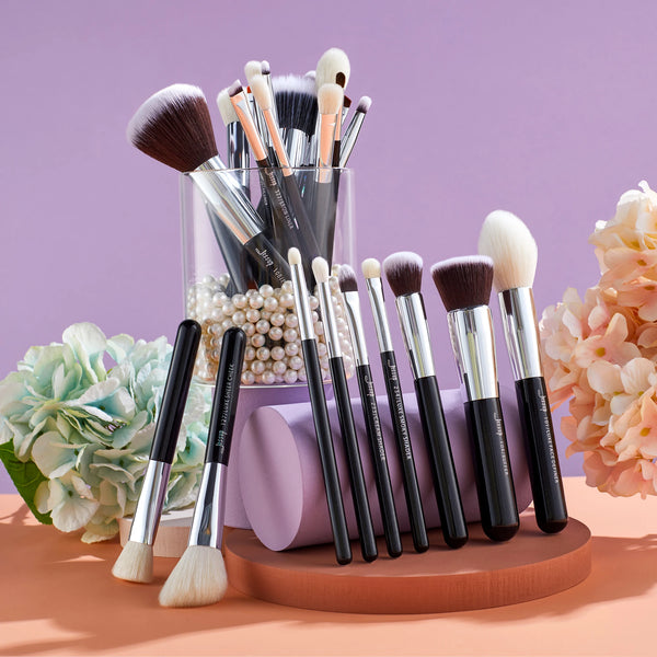 Jessup T175 25-Piece Pro Makeup Brush Set - Goat & Synthetic Hair, Foundation to Eyeshadow