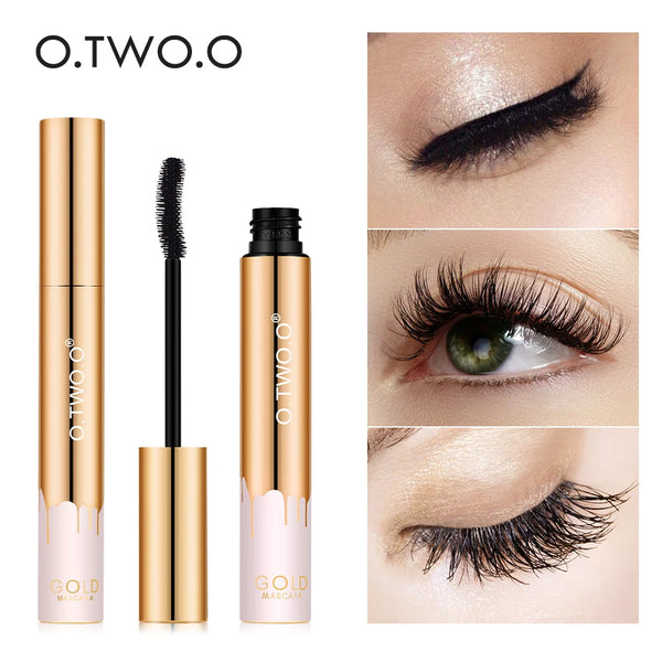 O.TWO.O 3D Lengthening Mascara Gold Tube - Curling Extension Effect, Long-Wearing