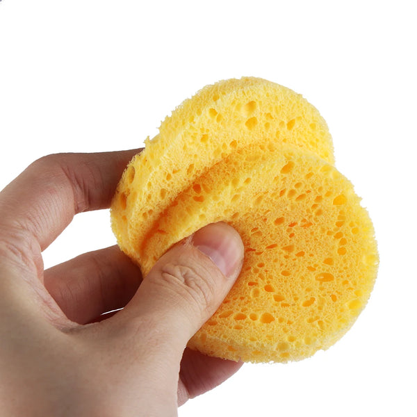 OMQAIO Natural Wood Pulp Cellulose Facial Sponge Puffs - Round Makeup Remover & Cleansing
