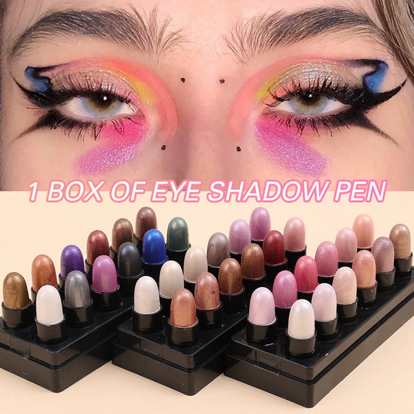12-Color Eyeshadow Pencil Set - Waterproof Glitter, Shimmer & Matte Shades