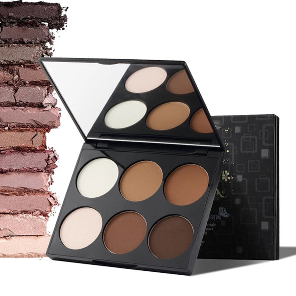 ZYXUAQIR 6-Color 3D Highlighter & Bronzer Contour Palette - Professional Matte Face Sculpting