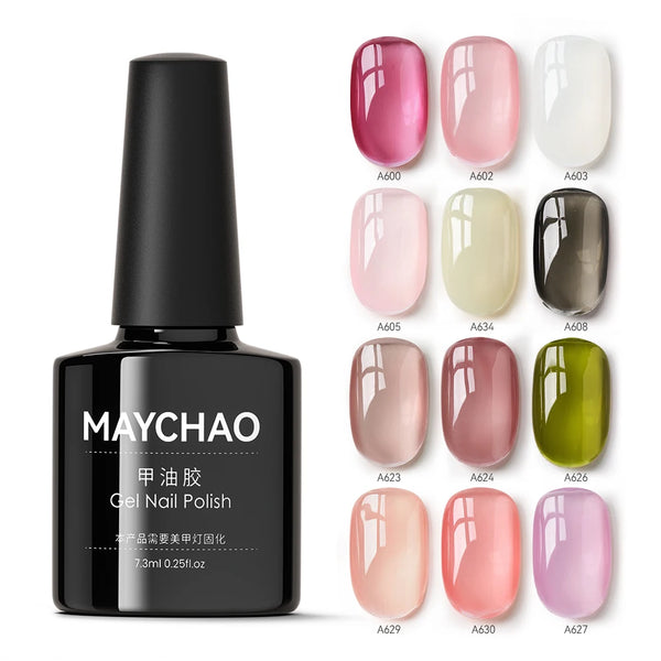 MAYCHAO 7.3ml Transparent Jelly Nude Gel Nail Polish - CPNP Certified UV/LED Soak-Off