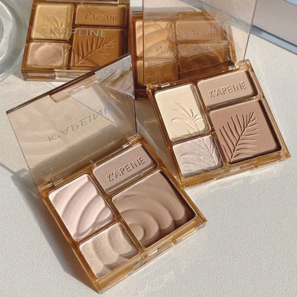 Pudaier 4-Color Blush & Highlighter Contour Palette - Matte & Highgloss Finish