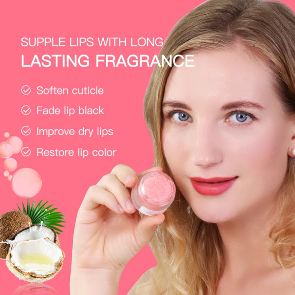 LIYALAN Pink Sugar Lip Scrub - Lightening Dark Lips, Exfoliating & Fine Line Repair