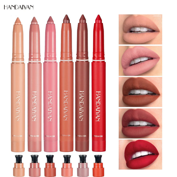 12-Color Pink Velvet Matte Lip Liner Pencil Set - Waterproof Plumping Crayon