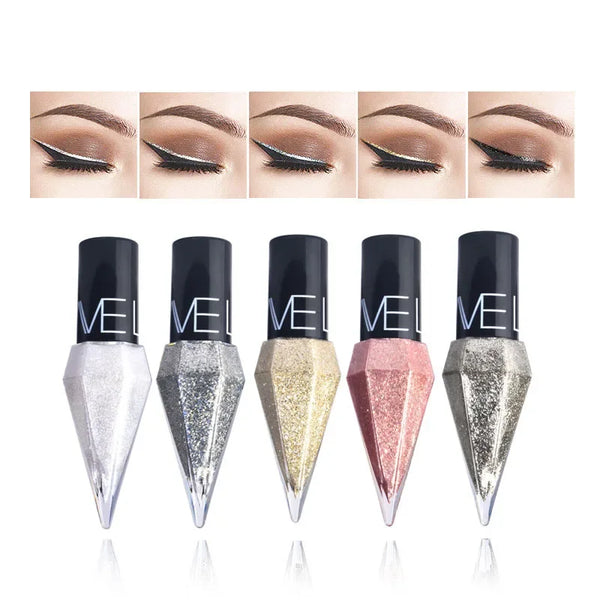 Pudaier Pearlescent Diamond Liquid Eyeshadow Eyeliner - Rose Gold, White & Glitter