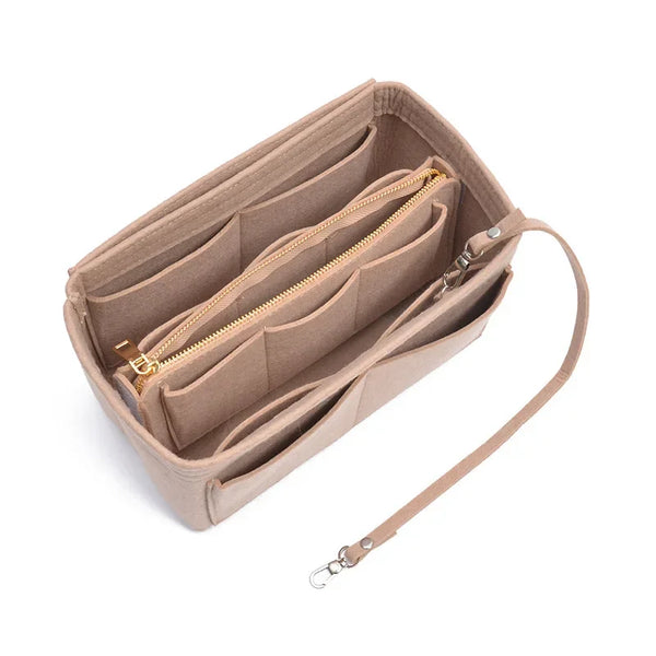 Dawndesslo Large Capacity Felt Liner Makeup Bag - Portable Bag-in-Bag Cosmetic Organizer