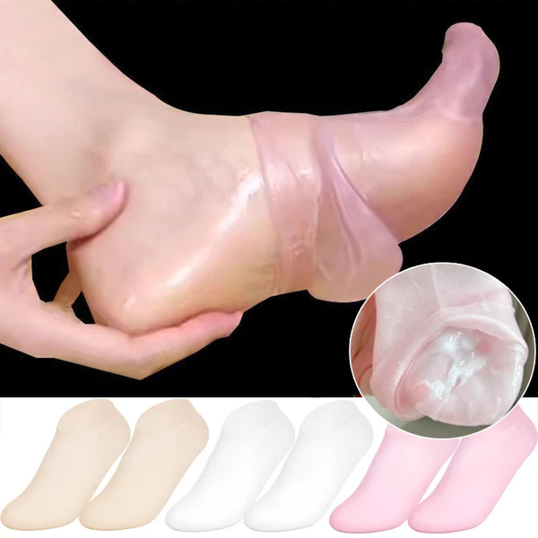 Silicone Moisturizing Foot Spa Socks - Gel Pedicure for Dry Cracked Feet