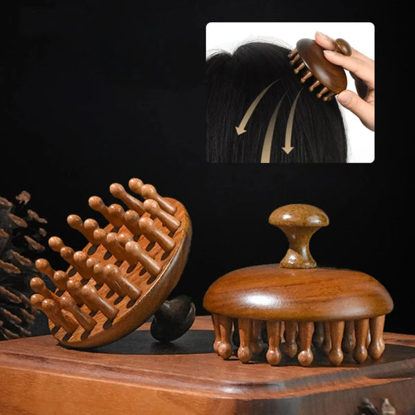Sandalwood Meridian Scalp Massage Comb - Anti-Static Guasha Tool for Full Body