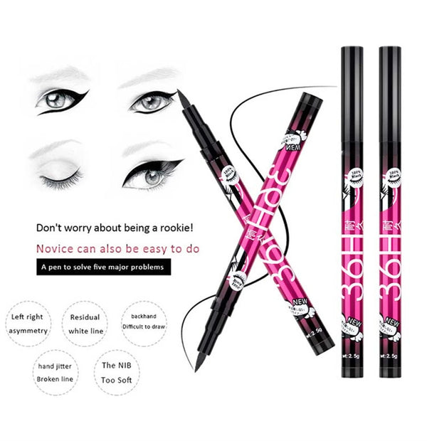 36H Black Liquid Eyeliner Pen - Waterproof, Quick-Dry, No-Bloom Long-Lasting