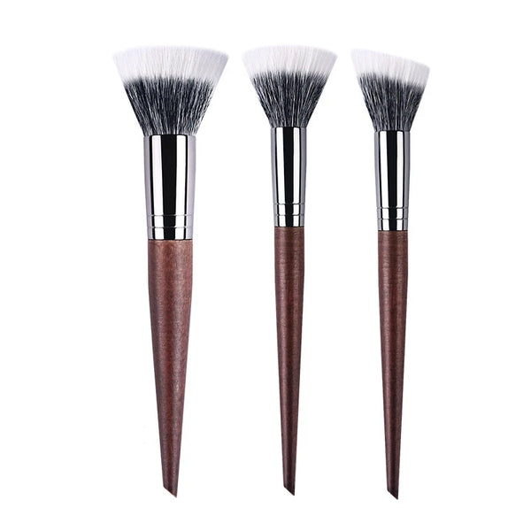 Natural Wood & Goat Hair Stippling Blush Brush - Professional Powder Contour Multi-Function