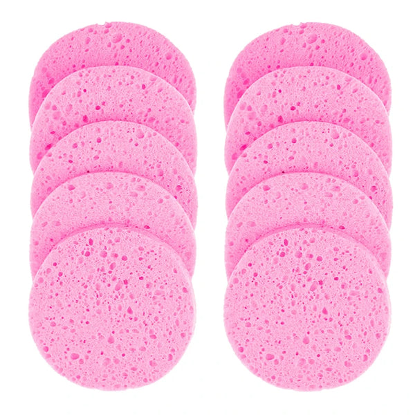 OMQAIO Natural Wood Pulp Cellulose Facial Sponge Puffs - Round Makeup Remover & Cleansing