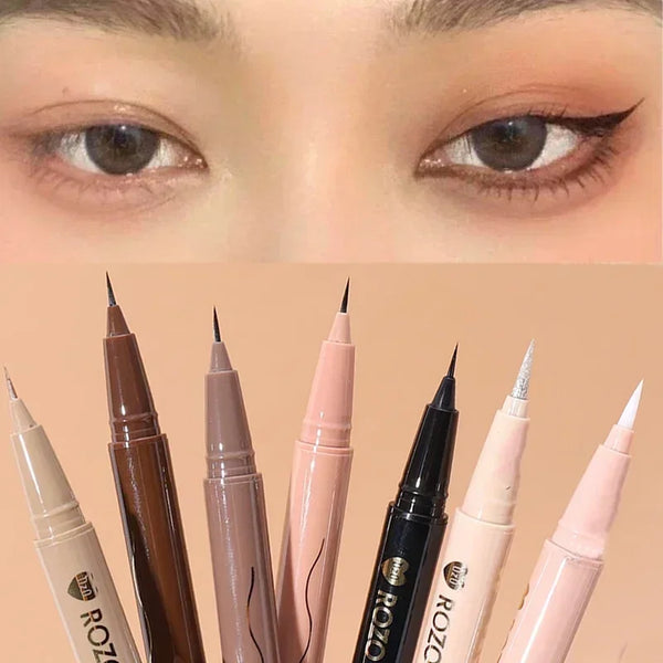 7-Color Glitter & Matte Eyeliner Pencil Set - Diamond, Champagne Gold & Lying Silkworm