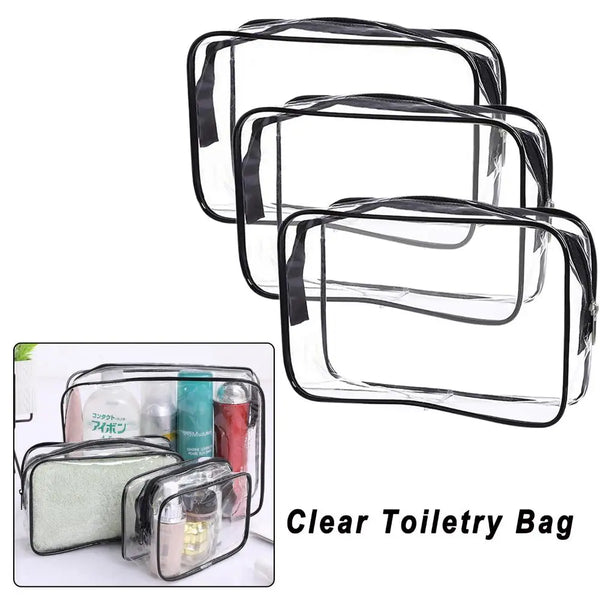 Waterproof Transparent Zipper Cosmetic Pouch - Women's Clear Toiletry Bag & Makeup Case