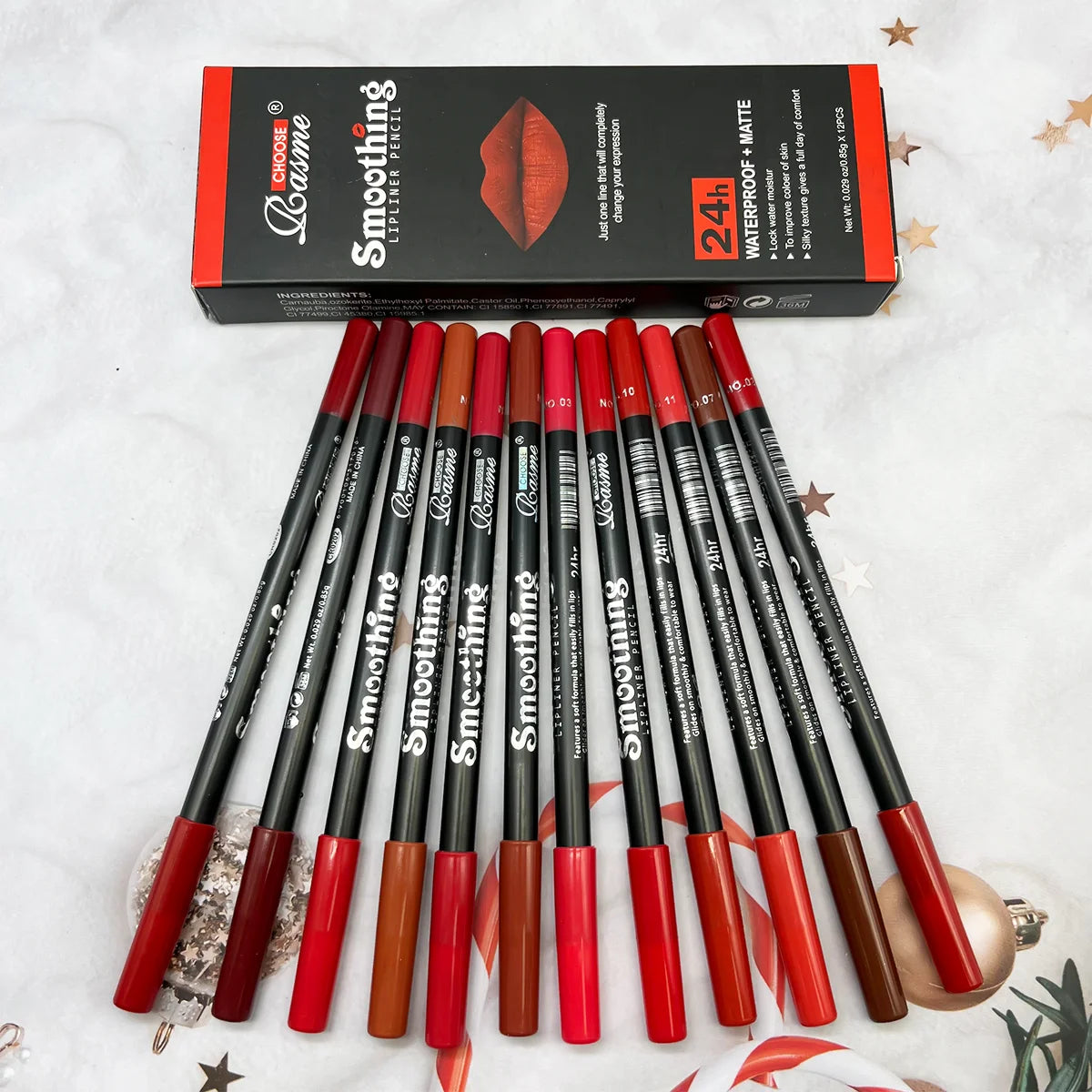 CHOOSE RASME 12-Piece Lip Set - Long-Lasting Lipstick, Liner Pencil & Matte Gloss