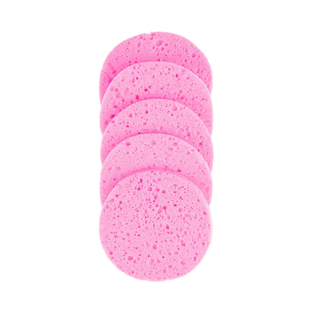 OMQAIO Natural Wood Pulp Cellulose Facial Sponge Puffs - Round Makeup Remover & Cleansing