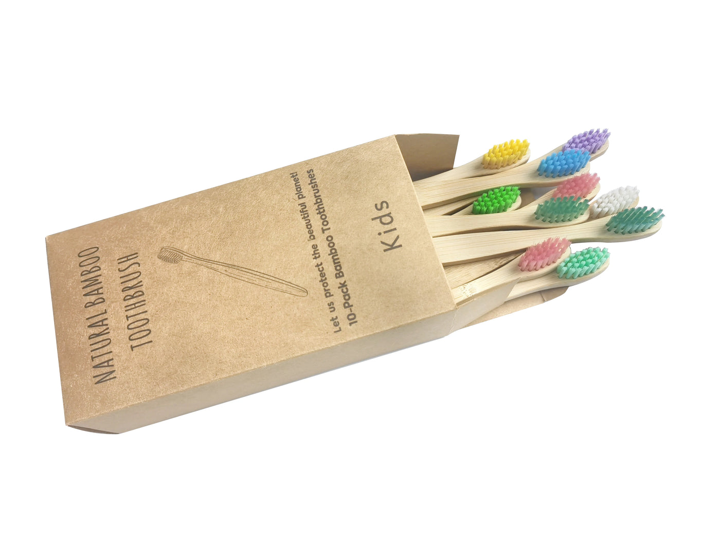 Organic Children's Bamboo Toothbrush Set - 10 Colours Soft Fibre Biodegradable Eco-Friendly