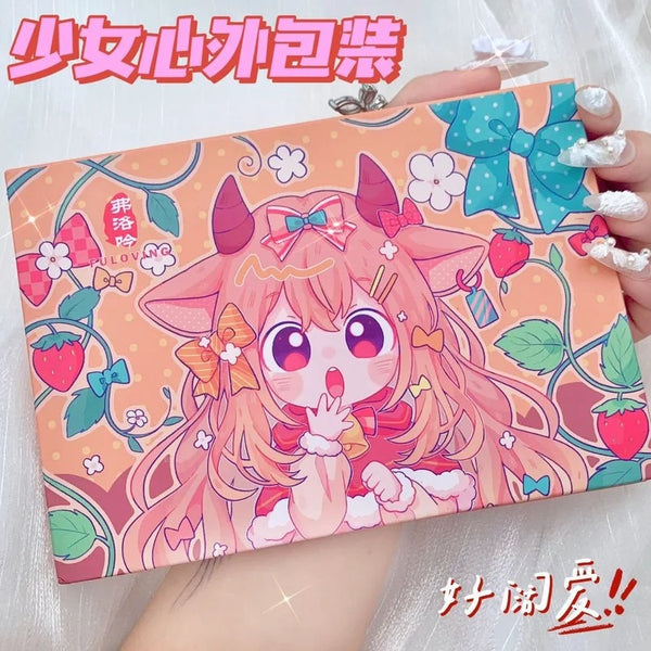 24-Color Strawberry Girl Eyeshadow Palette - Glitter Pearlescent Waterproof Cute Makeup
