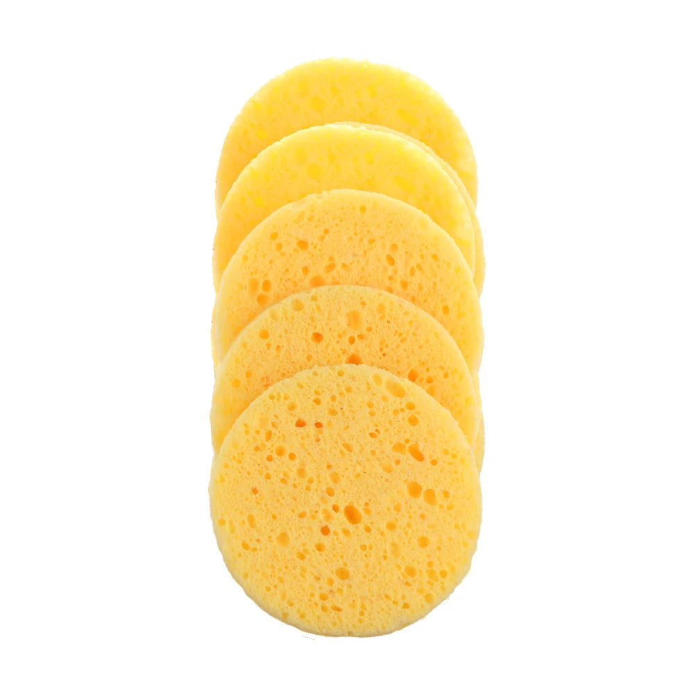 OMQAIO Natural Wood Pulp Cellulose Facial Sponge Puffs - Round Makeup Remover & Cleansing