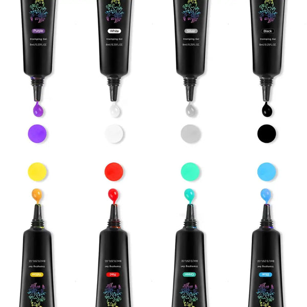 Biutee 8-Color Nail Art Stamping Gel Polish Set - 8ml UV Stamp Print Soak-Off