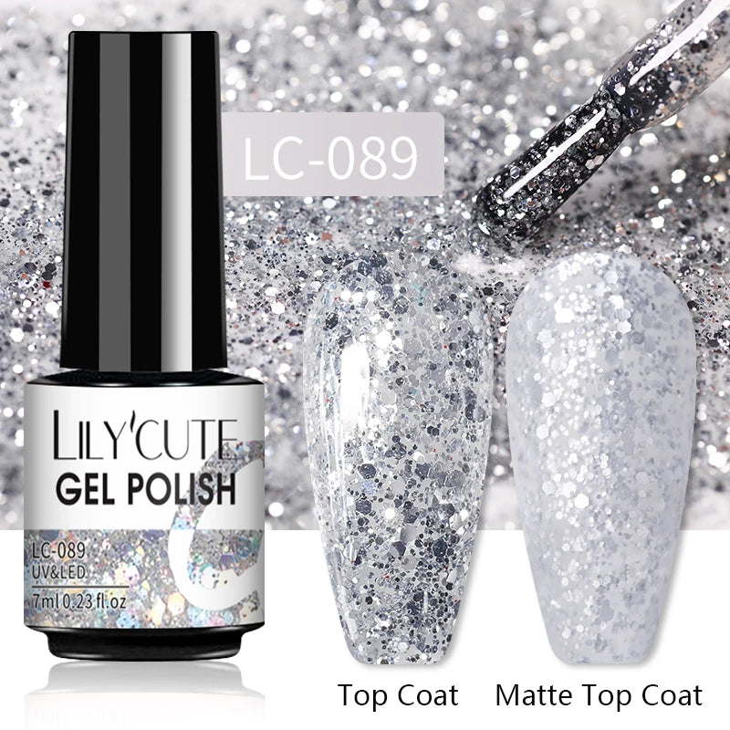 LILYCUTE 7ml Jelly Amber Dark Bloom Leopard Gel Polish - Semi-Permanent UV Nail Art