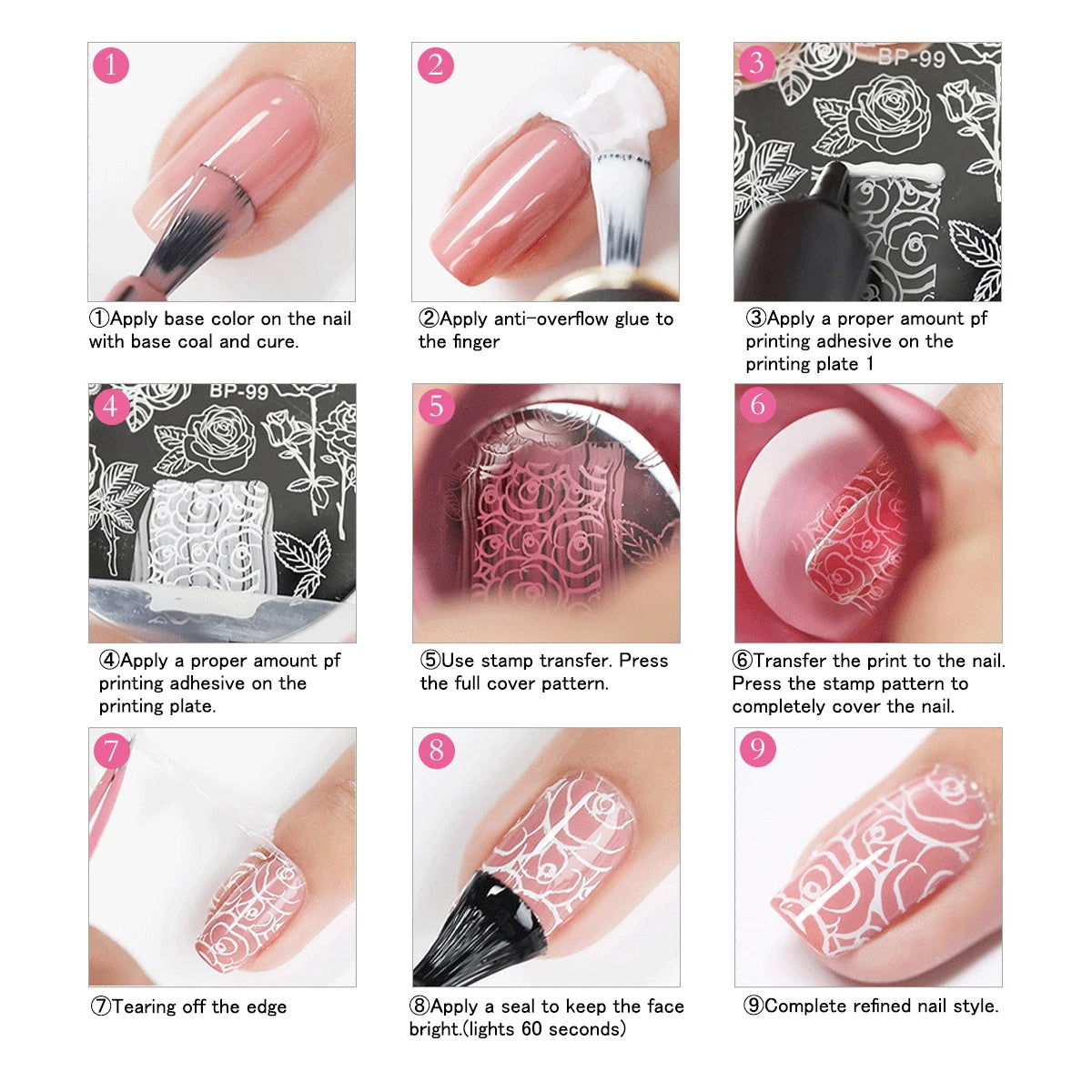 Biutee 8-Color Nail Art Stamping Gel Polish Set - 8ml UV Stamp Print Soak-Off