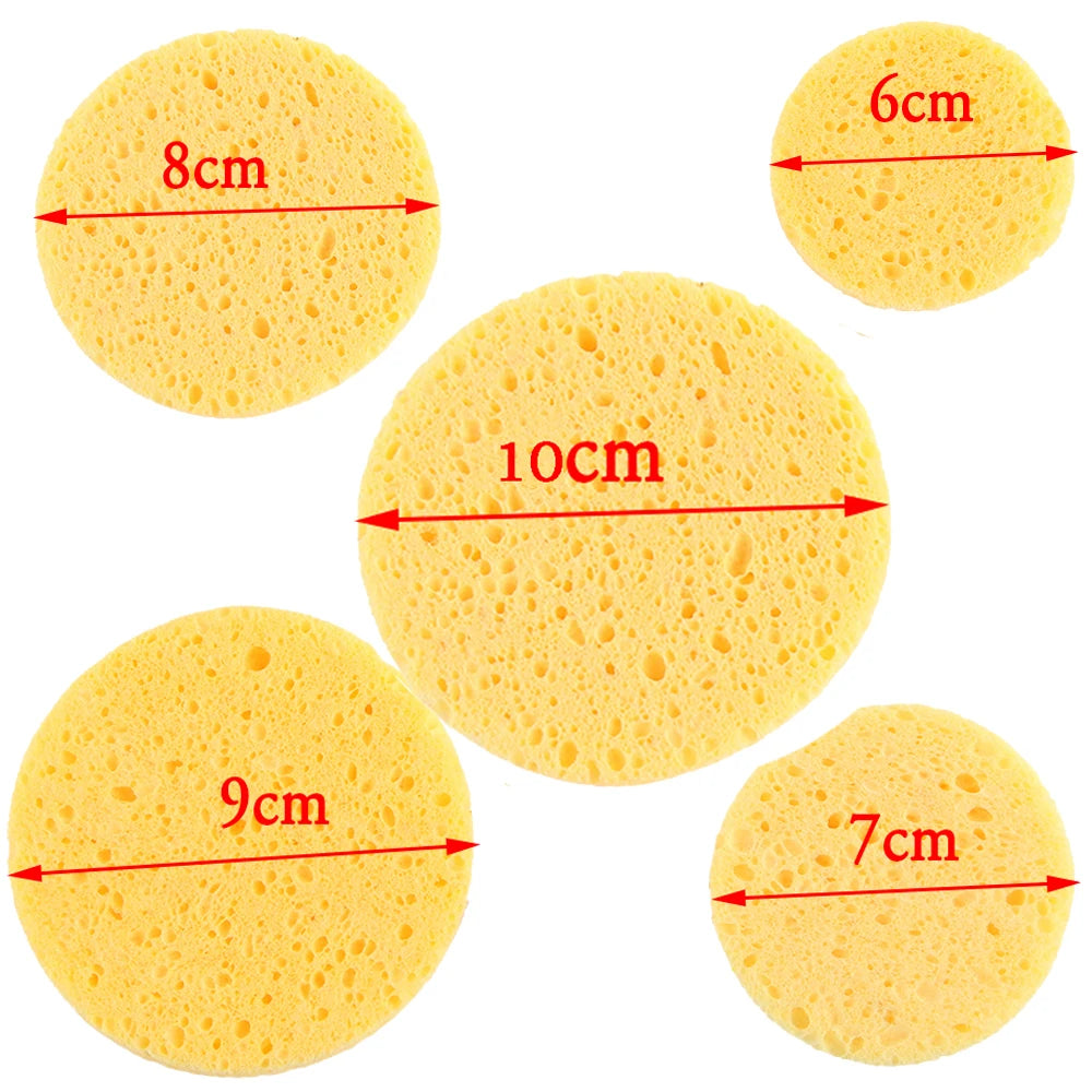 OMQAIO Natural Wood Pulp Cellulose Facial Sponge Puffs - Round Makeup Remover & Cleansing