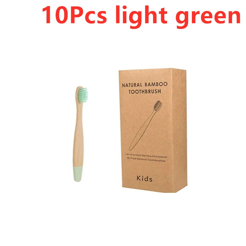 Organic Children's Bamboo Toothbrush Set - 10 Colours Soft Fibre Biodegradable Eco-Friendly