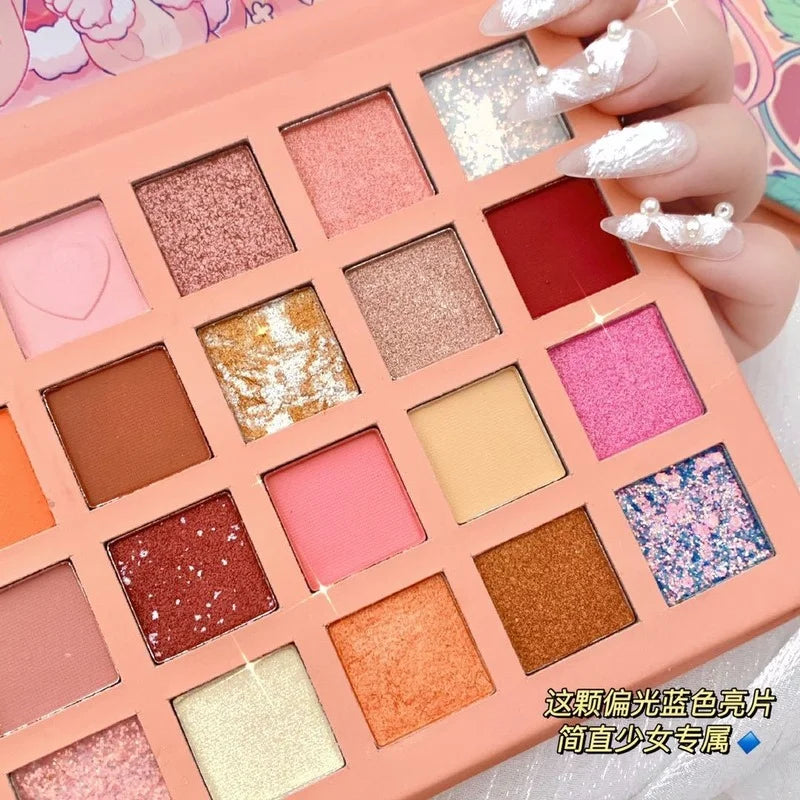 24-Color Strawberry Girl Eyeshadow Palette - Glitter Pearlescent Waterproof Cute Makeup