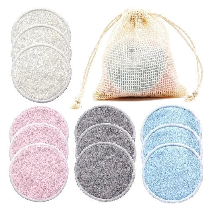 Sywinas Reusable Bamboo Makeup Remover Pads 12pcs - Washable Facial Cleansing Rounds