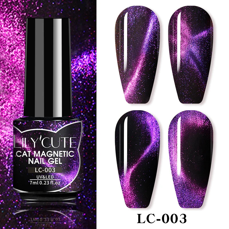 LILYCUTE 9D Cat Eye Magnetic Gel Polish 7ml - Iridescent UV/LED Soak-Off Nail Art