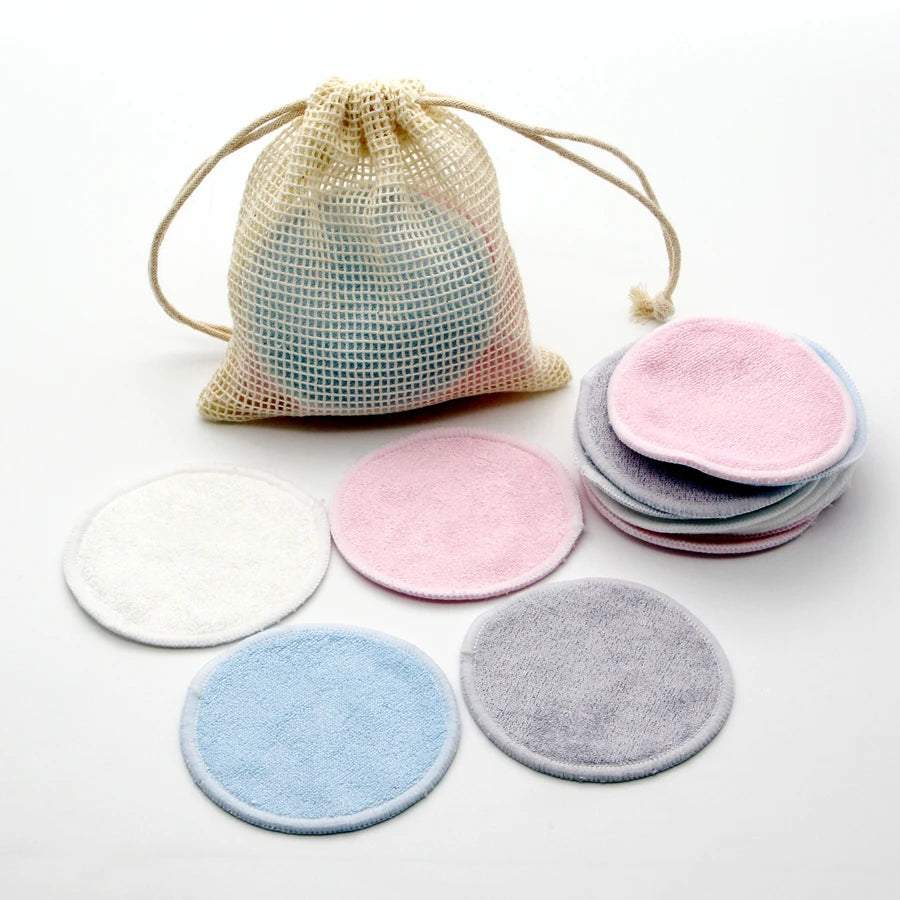 Sywinas Reusable Bamboo Makeup Remover Pads 12pcs - Washable Facial Cleansing Rounds