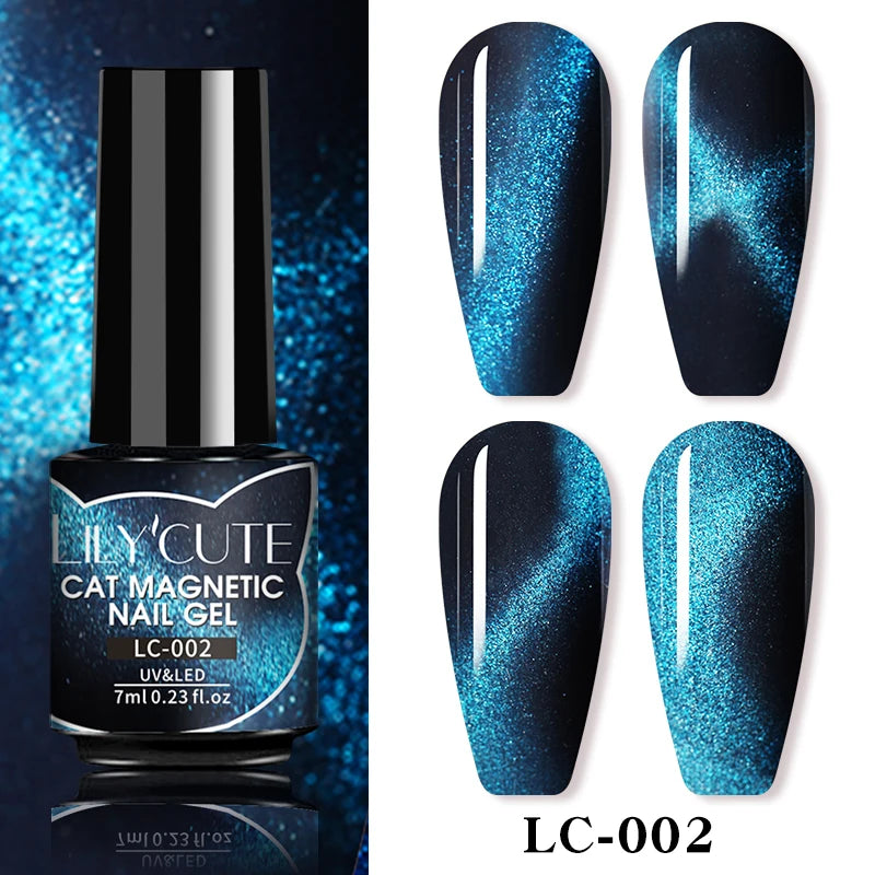 LILYCUTE 9D Cat Eye Magnetic Gel Polish 7ml - Iridescent UV/LED Soak-Off Nail Art