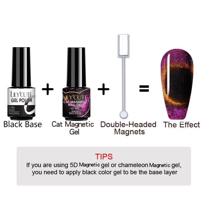 LILYCUTE 9D Cat Eye Magnetic Gel Polish 7ml - Iridescent UV/LED Soak-Off Nail Art