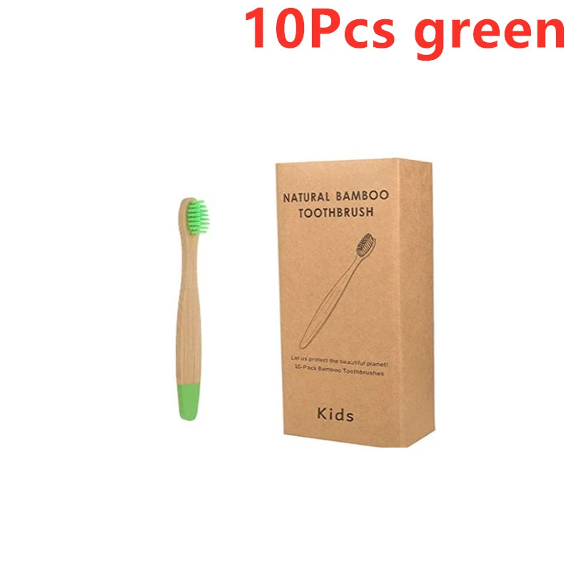 Organic Children's Bamboo Toothbrush Set - 10 Colours Soft Fibre Biodegradable Eco-Friendly