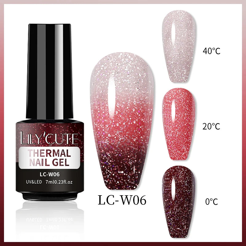 LILYCUTE 7ml Thermal Temperature-Changing Gel Nail Polish - Semi-Permanent UV Gel Art