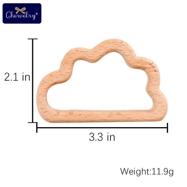 10-Piece Beech Wood Baby Teether Animal Set - Natural Teething Grasping Toys & DIY Pacifier Chain