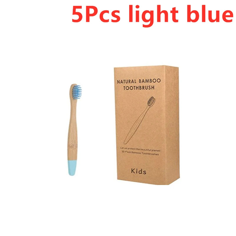 Organic Children's Bamboo Toothbrush Set - 10 Colours Soft Fibre Biodegradable Eco-Friendly