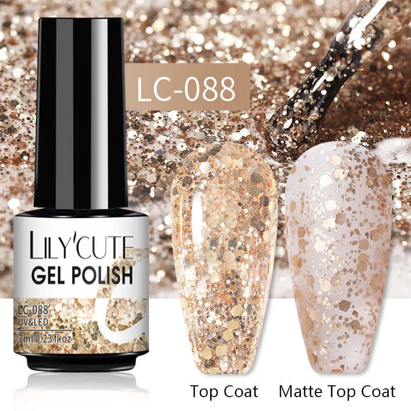 LILYCUTE 7ml Jelly Amber Dark Bloom Leopard Gel Polish - Semi-Permanent UV Nail Art
