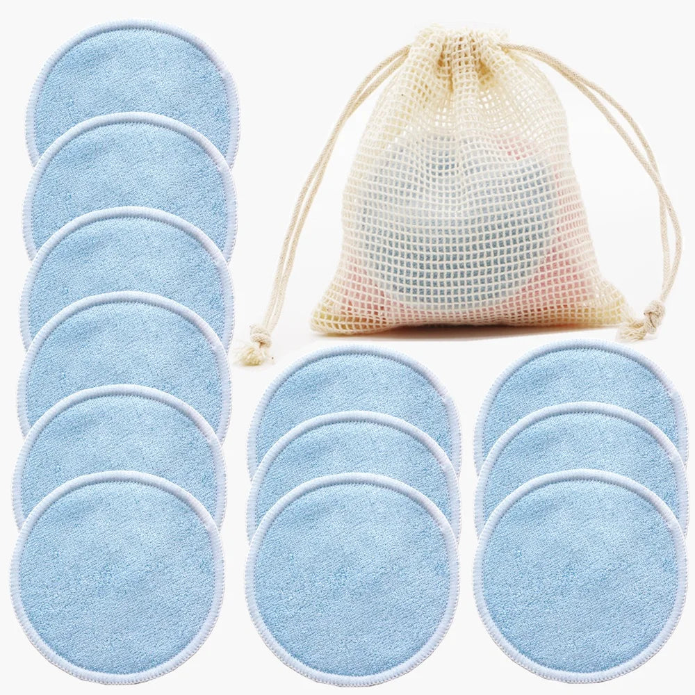 Sywinas Reusable Bamboo Makeup Remover Pads 12pcs - Washable Facial Cleansing Rounds