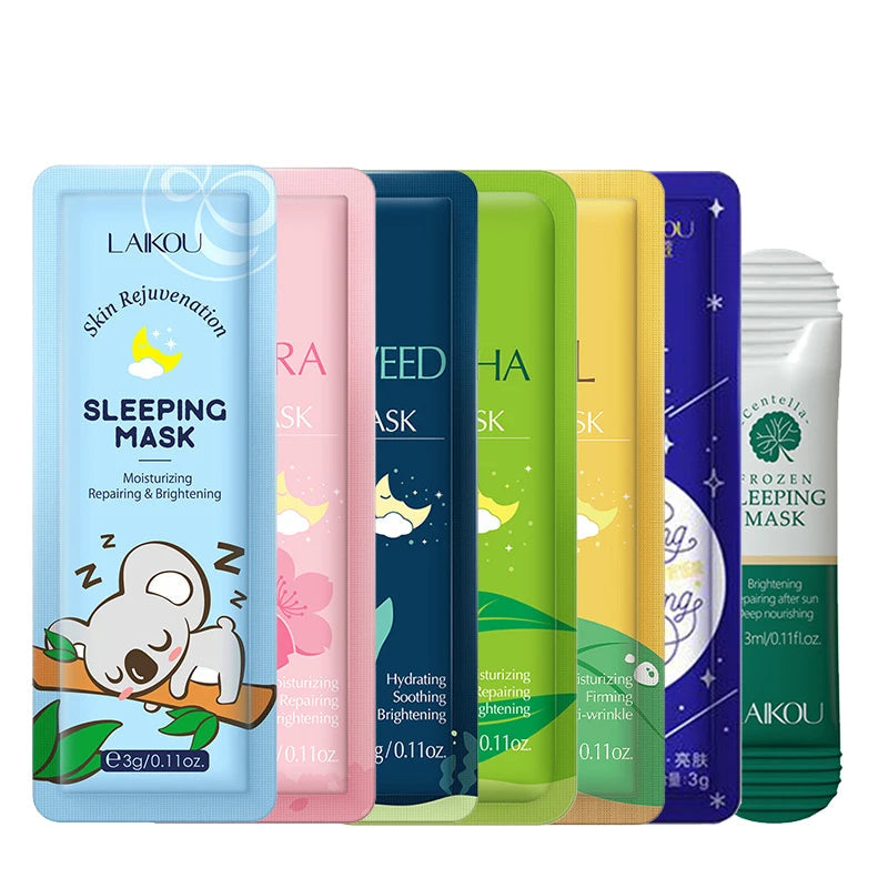 LAIKOU 7-Piece Moisturizing Sleeping Face Sheet Mask Set - Hydrating & Nourishing Night Masks