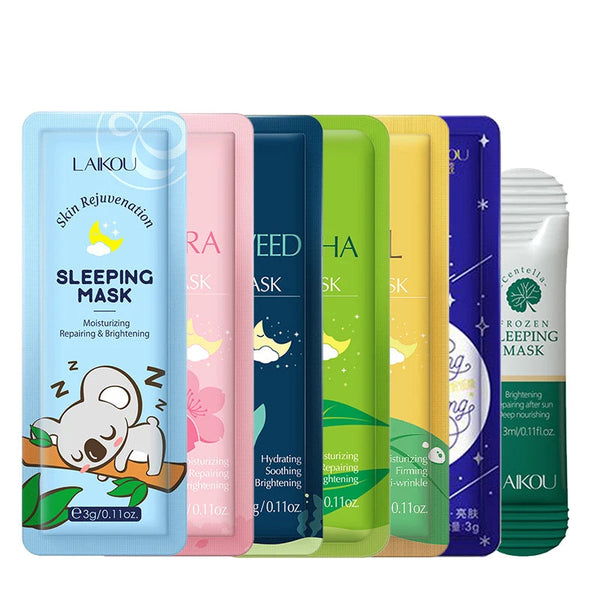 LAIKOU 7-Piece Moisturizing Sleeping Face Sheet Mask Set - Hydrating & Nourishing Night Masks