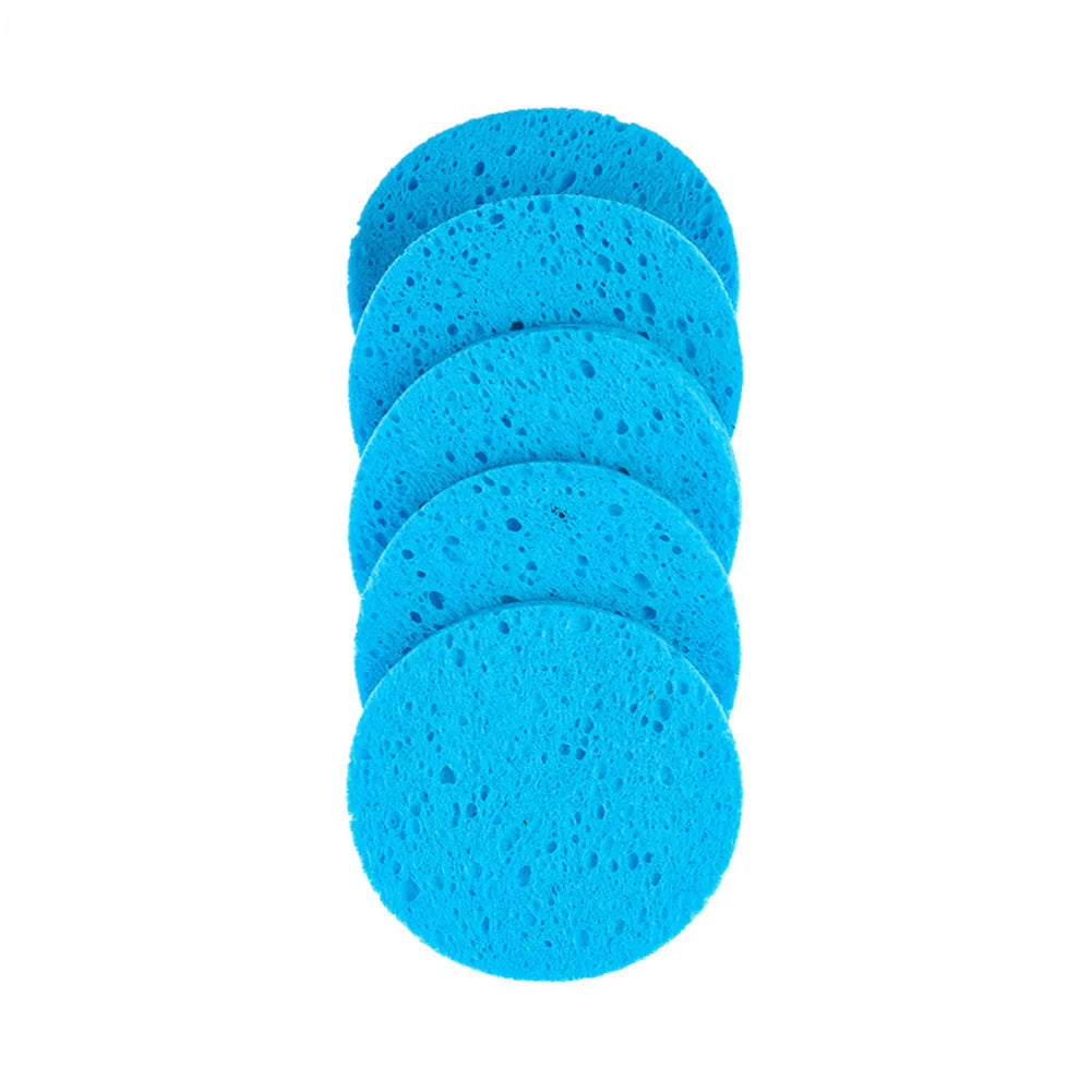 OMQAIO Natural Wood Pulp Cellulose Facial Sponge Puffs - Round Makeup Remover & Cleansing