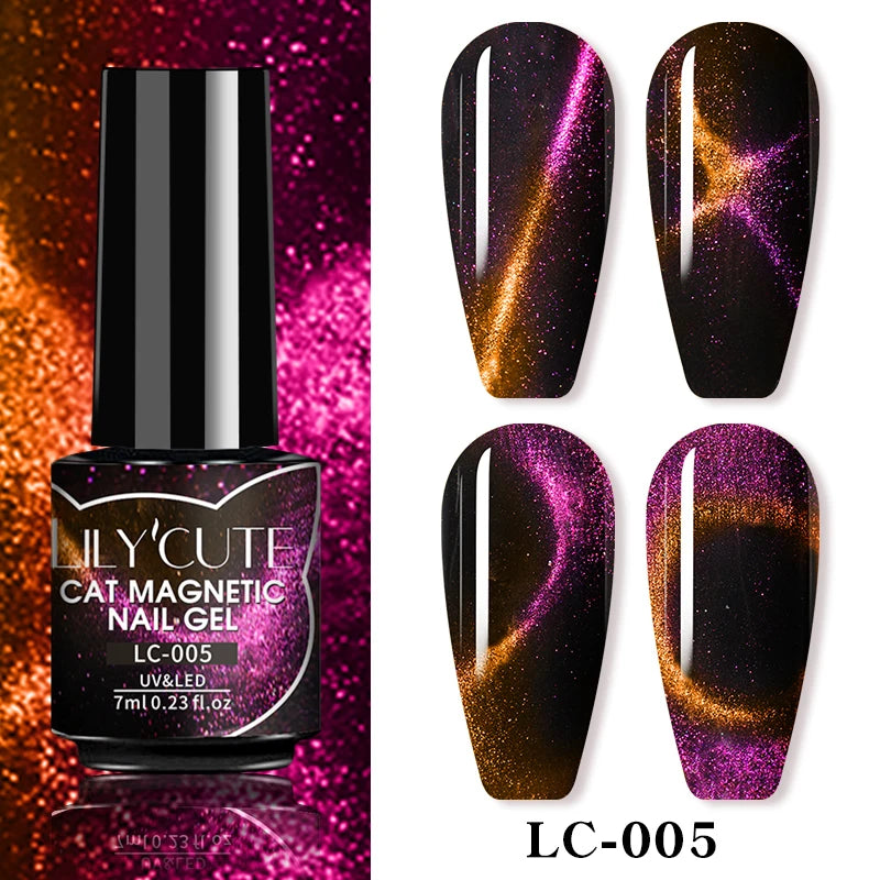 LILYCUTE 9D Cat Eye Magnetic Gel Polish 7ml - Iridescent UV/LED Soak-Off Nail Art