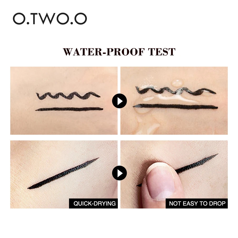 O.TWO.O Double-Ended Stamp Eyeliner Pen - Waterproof Fast-Dry Black Liquid Liner