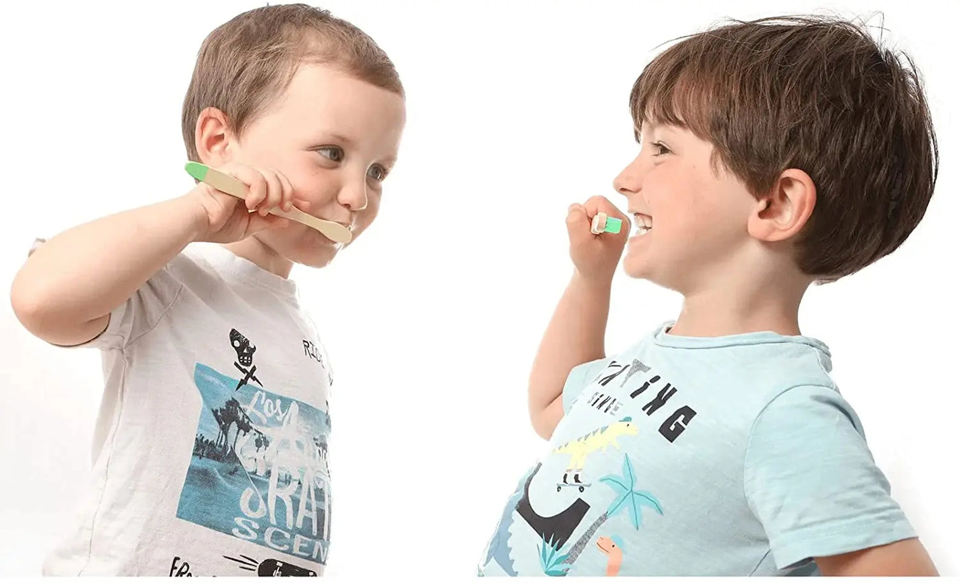 Organic Children's Bamboo Toothbrush Set - 10 Colours Soft Fibre Biodegradable Eco-Friendly