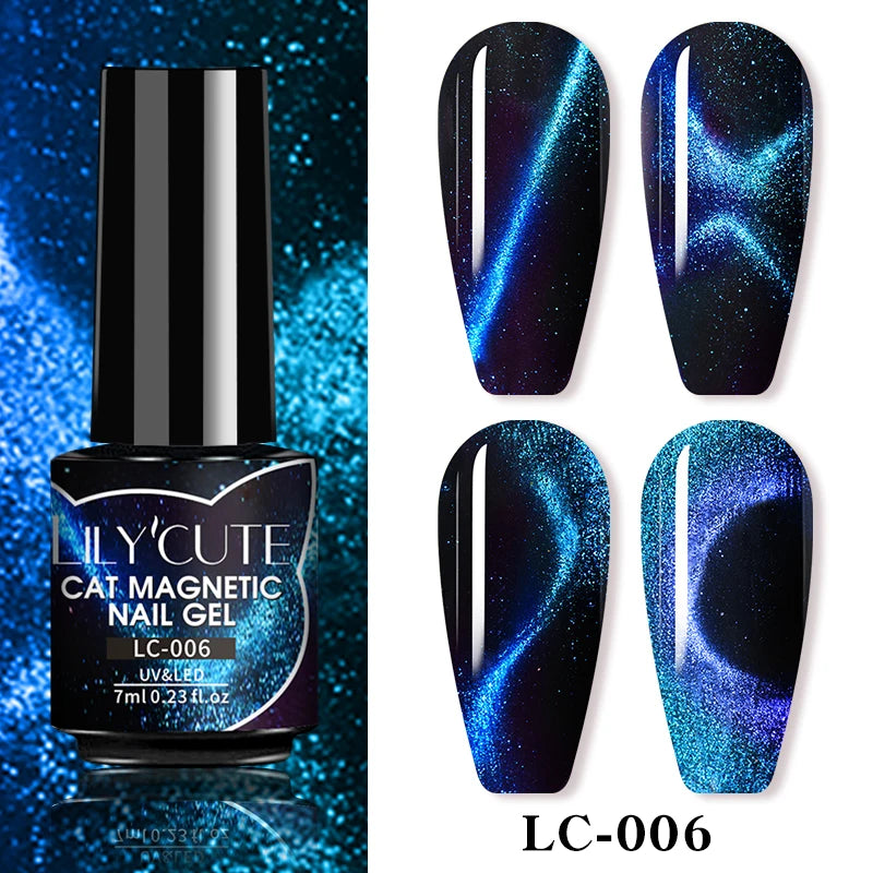 LILYCUTE 9D Cat Eye Magnetic Gel Polish 7ml - Iridescent UV/LED Soak-Off Nail Art