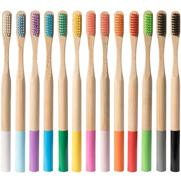 Bamboo Fiber Toothbrush Set 5 or 10pc - Eco Low-Carbon Medium-Soft Bristle Adult