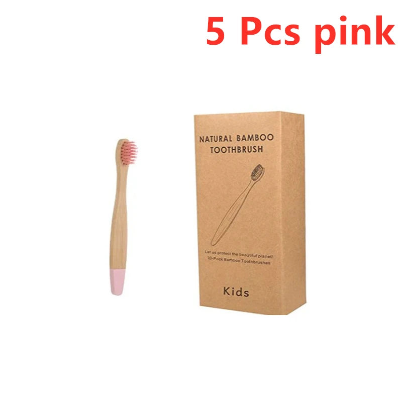 Organic Children's Bamboo Toothbrush Set - 10 Colours Soft Fibre Biodegradable Eco-Friendly