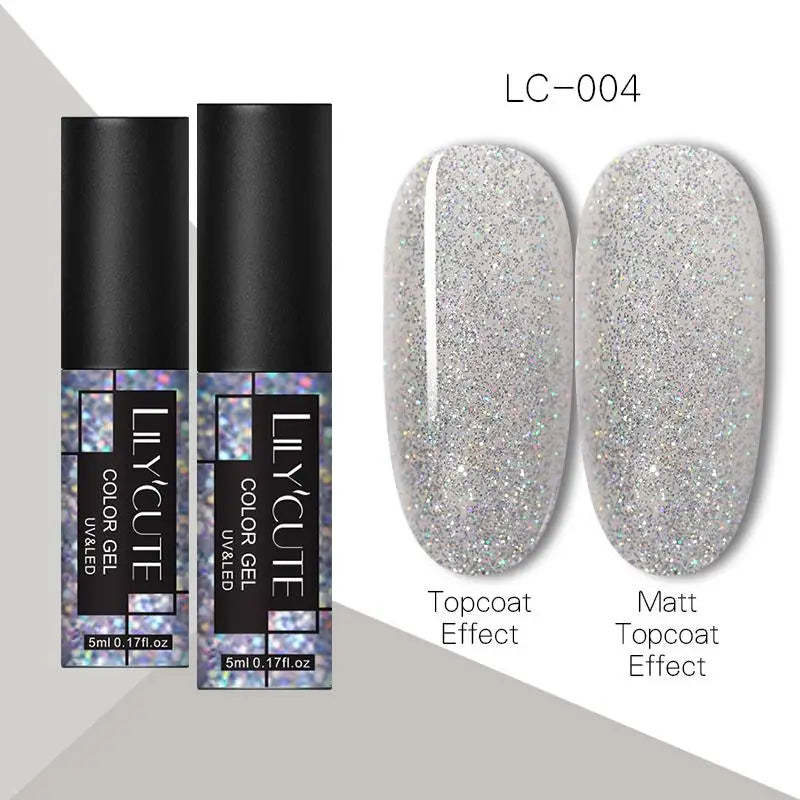 LILYCUTE 5ml Metallic Gold & Silver Mirror Liner Gel - Super Bright French Nail Art